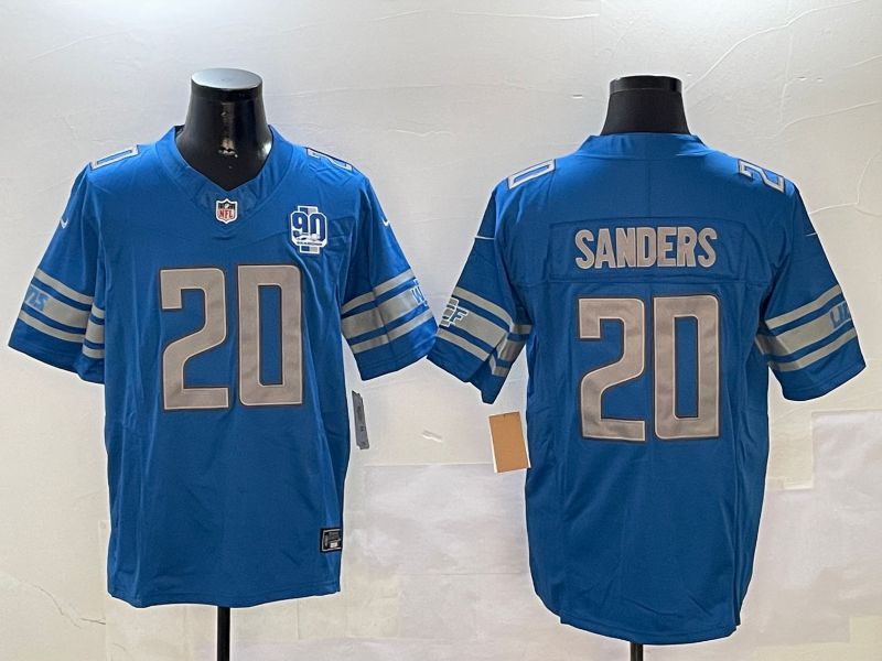 Men Detroit Lions #20 Sanders Blue three generations 2024 Nike Limited NFL Jersey style 01022